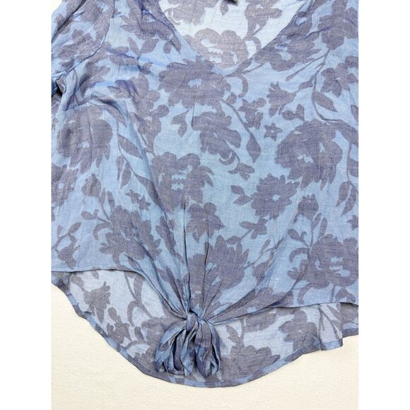 OLIVIA & MARTIN Sheer Floral Rayon Tie Bottom Top Size‎ 2X Womens Blue - Picture 3 of 6